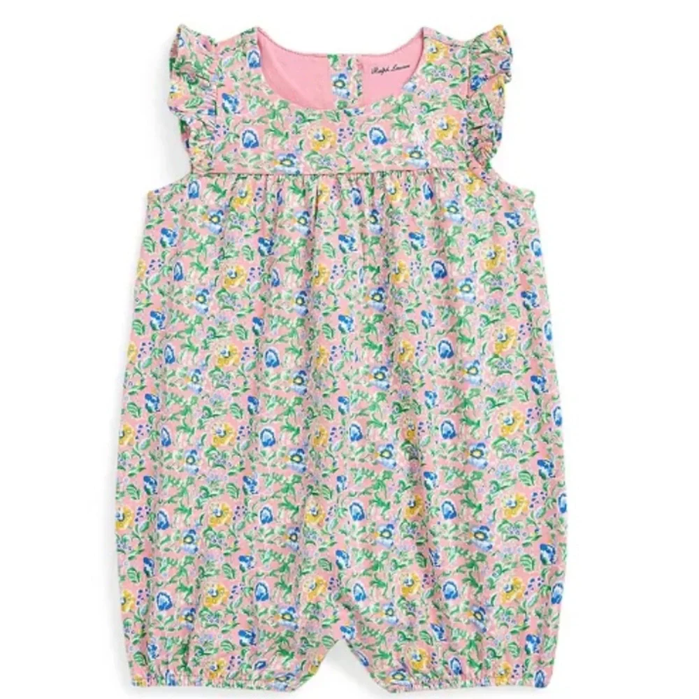 Ralph Lauren Pink Floral Cotton One Piece